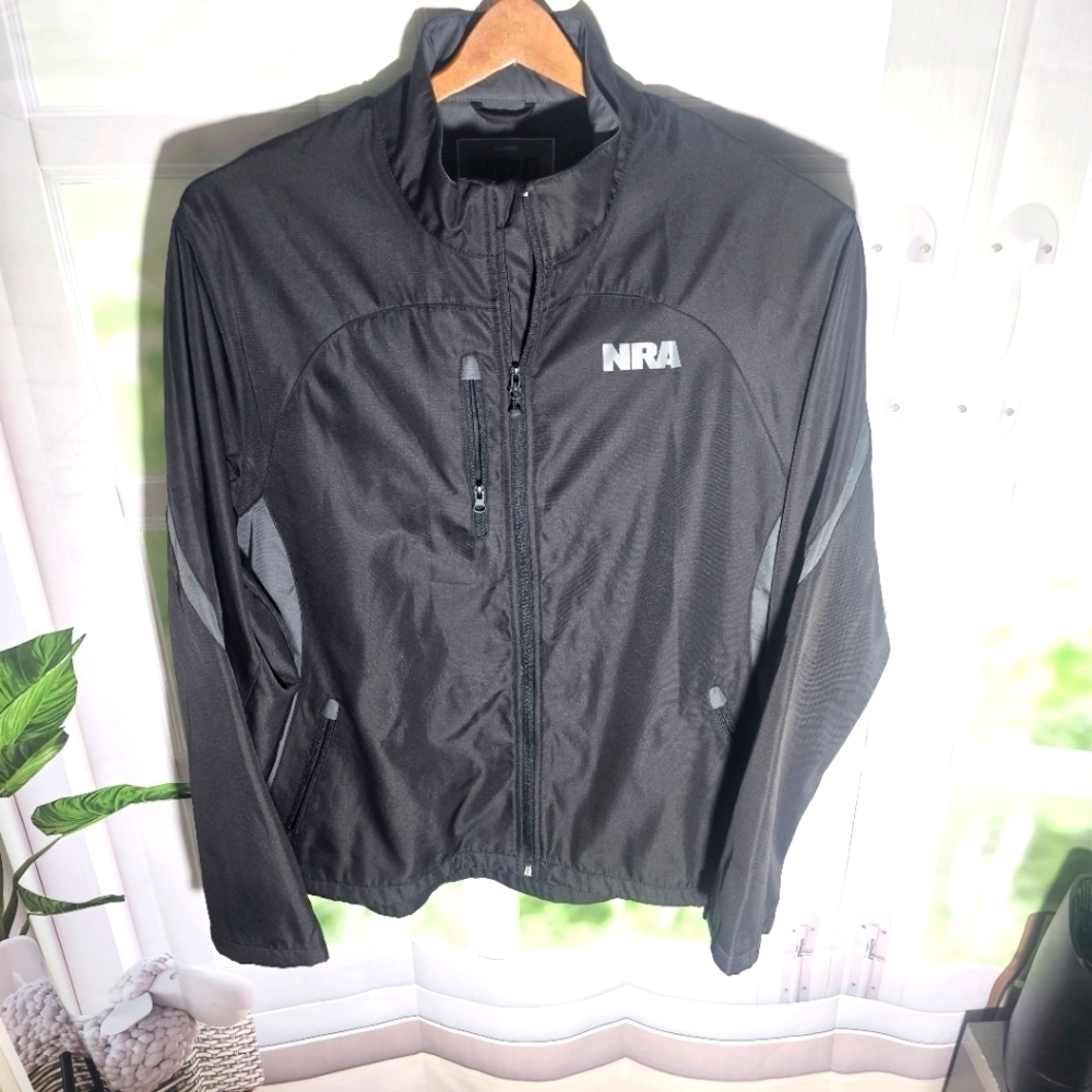 NRA Jacket Mens XL Black Soft Shell Full Zip Fleece Lined Lightweight Jacket